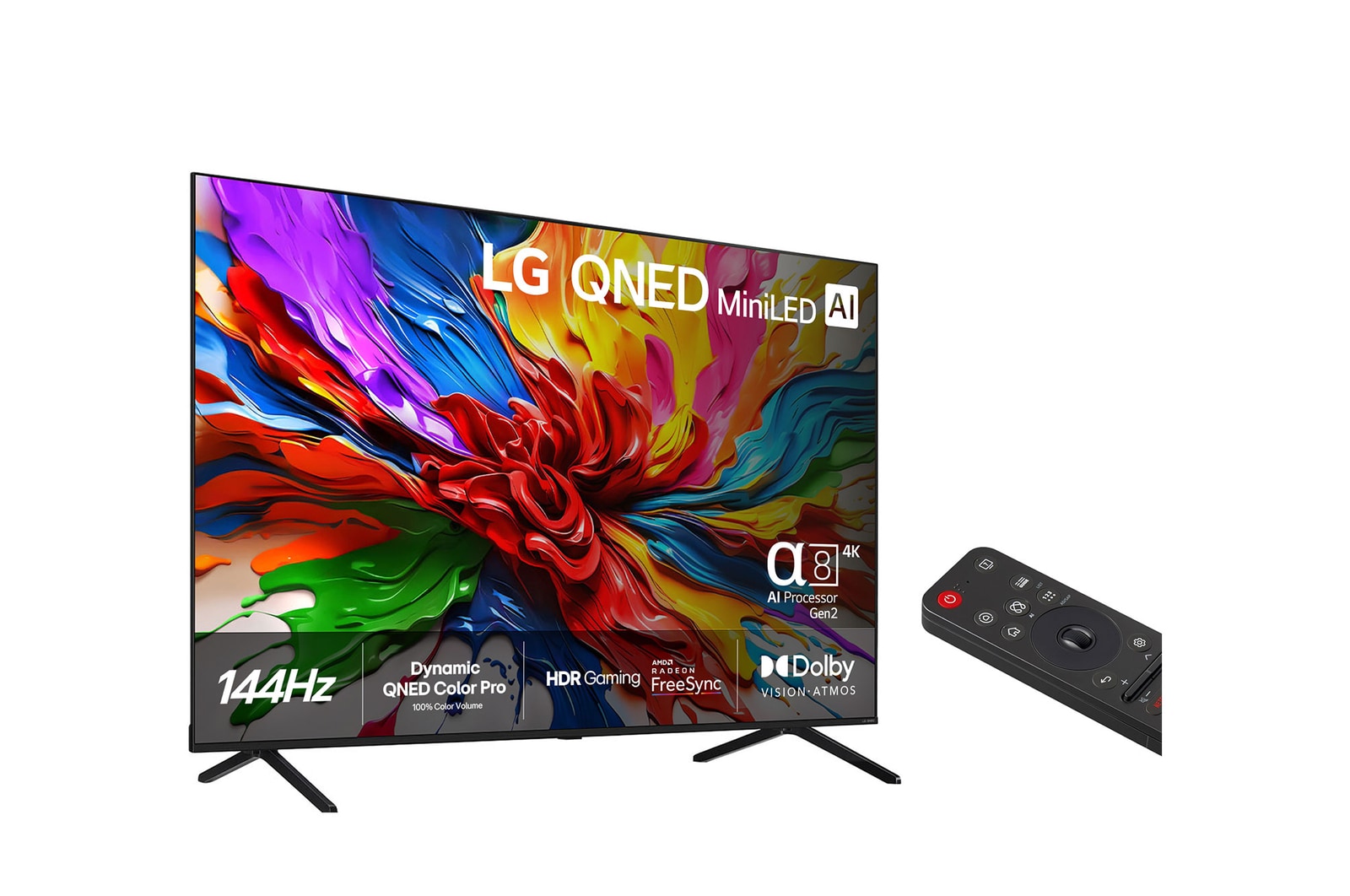 Visning bagfra af LG QNED evo QNED92 TV.
