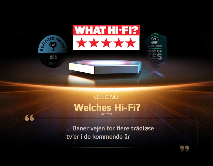 Modtager af en pris fra What Hi-Fi for OLED M3. Højdepunkt fra deres anmeldelse: Baner vejen for flere trådløse tv'er i de kommende år …
