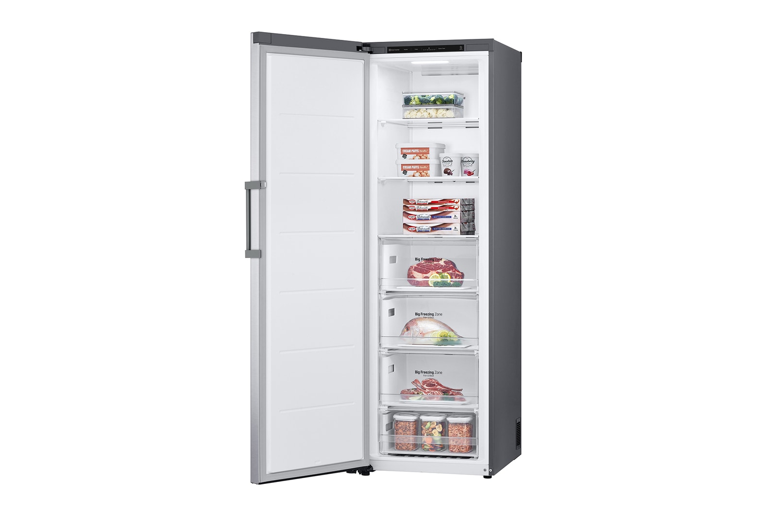 324L Fritstående fryser (Shiny Steel) - Energiklasse E, Total No Frost, Express Freeze
