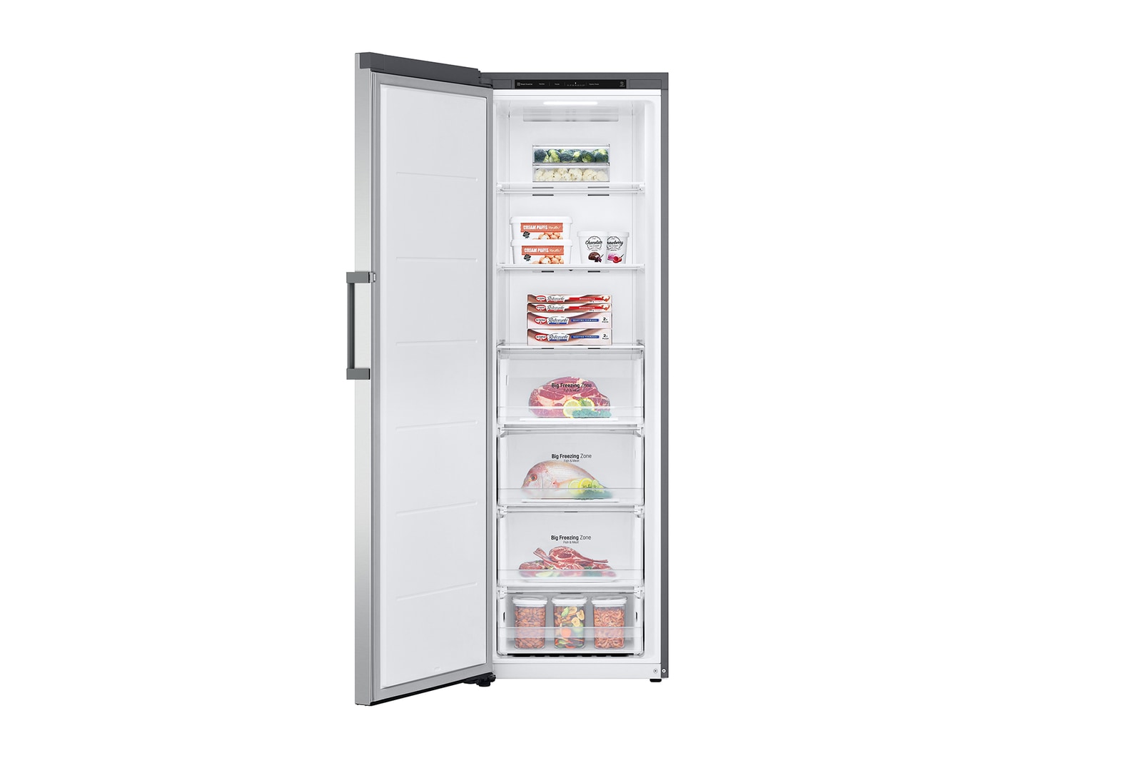 324L Fritstående fryser (Shiny Steel) - Energiklasse E, Total No Frost, Express Freeze