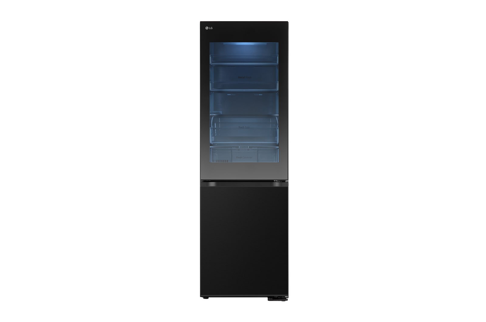 Visning forfra af 1.86M 344L Kølefryseskab(Essence Matte Black) - Energiklasse C, InstaView™, Nature Fresh, Door Cooling+™ Smart Diagnosis™ med Wi-Fi GBG5160CEV