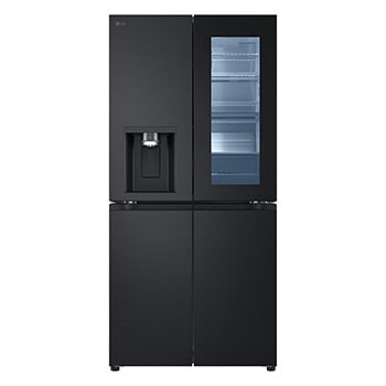 Visning forfra af 508L Slim InstaView French Door Side-by-Side (Essence Black) - Energiklasse E, Vann/isdispenser med vanntilkobling, Smart Diagnosis™ med Wi-Fi, GMG860EPBE