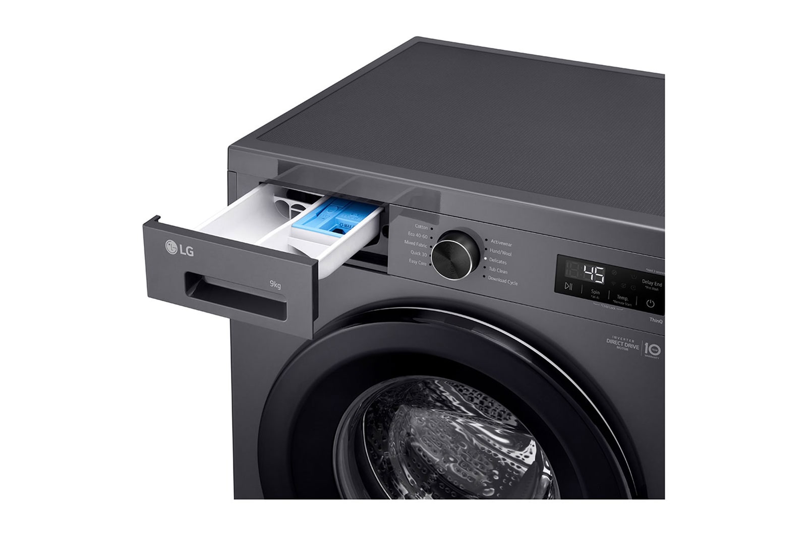 side zoom view with detergent port open