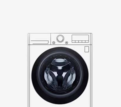 Vaskemaskinen med den hærdede glasluge ses tydeligt.