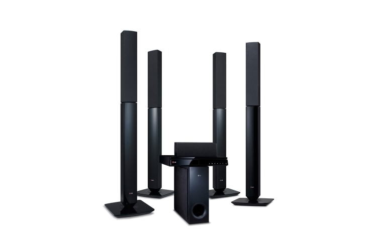 LG 3D hjemmebiosystem med 5.1-kanal. SMART Blu-ray med DLNA. Tall-boy bag- og forsidehøjttalere. 5-sekunders opstart., BH6530TN