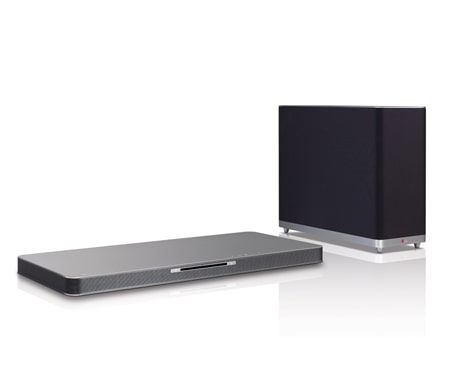 LG Med SoundPlate™ fra LG får du en forbedret lydoplevelse fra dit fladskærms-tv i et slankt, diskret design. På blot 35 mm får du fyldig, dyb 4.1-lyd med dobbelte indbyggede subwoofere. Enheden er installeres med ét eneste kabel eller trådløst., LAB540
