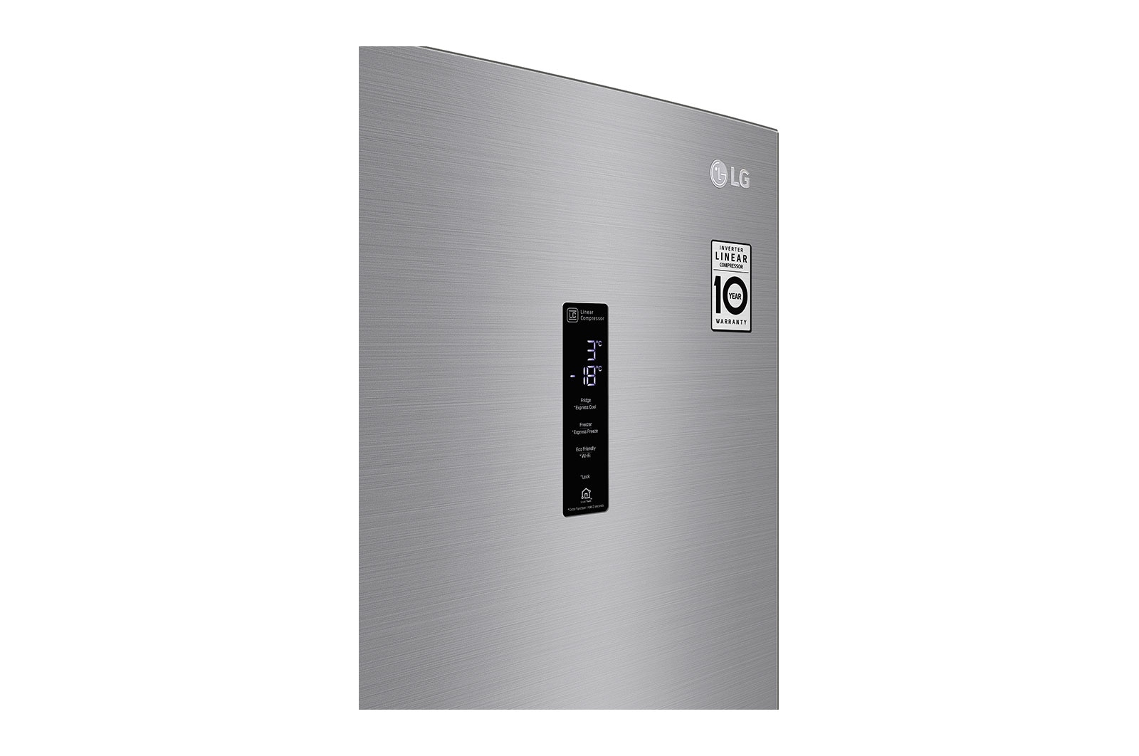 LG 1.86M 341L Kølefryseskab(Shiny Steel) - Energiklasse E, Door Cooling™ og Smart Diagnosis™ med Wi-Fi, GBB61PZHZN