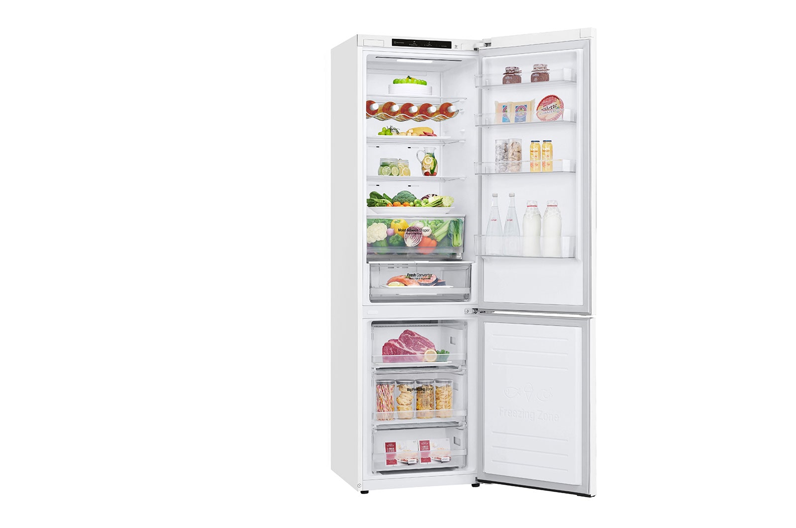 LG 2.03M 384L Kølefryseskab(Hvid) - Energiklasse D, Door Cooling™ , GBB62SWGGN