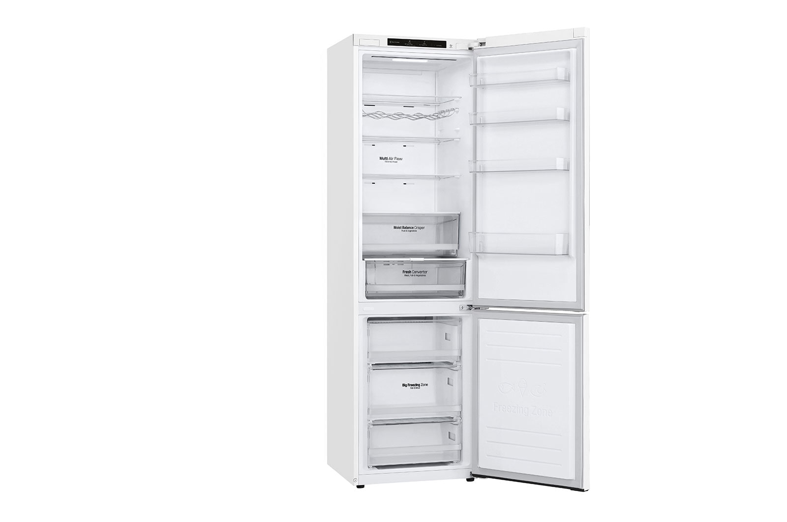 LG 2.03M 384L Kølefryseskab(Hvid) - Energiklasse D, Door Cooling™ , GBB62SWGGN