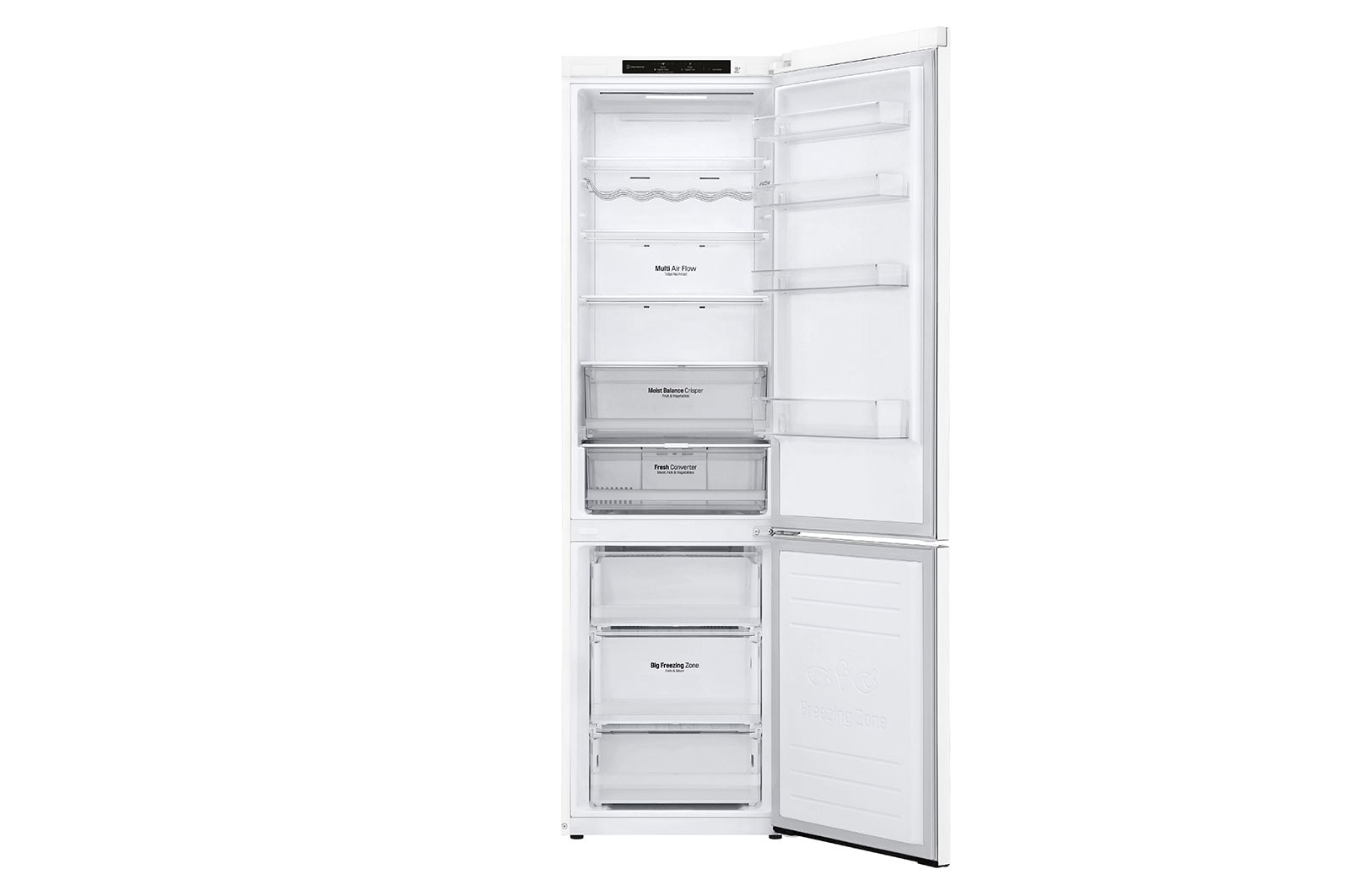 LG 2.03M 384L Kølefryseskab(Hvid) - Energiklasse D, Door Cooling™ , GBB62SWGGN