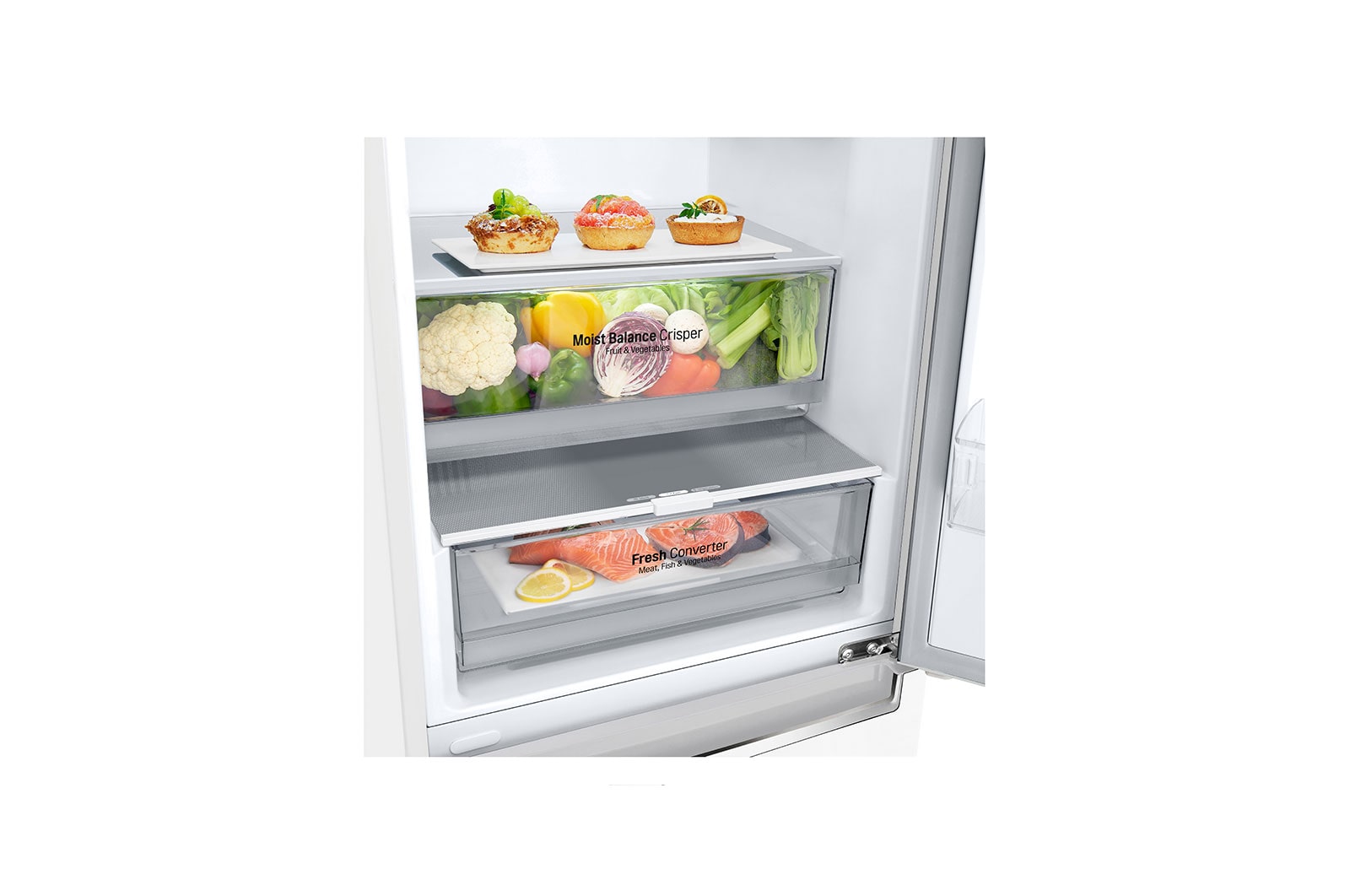 LG 2.03M 384L Kølefryseskab(Hvid) - Energiklasse D, Door Cooling™ , GBB62SWGGN