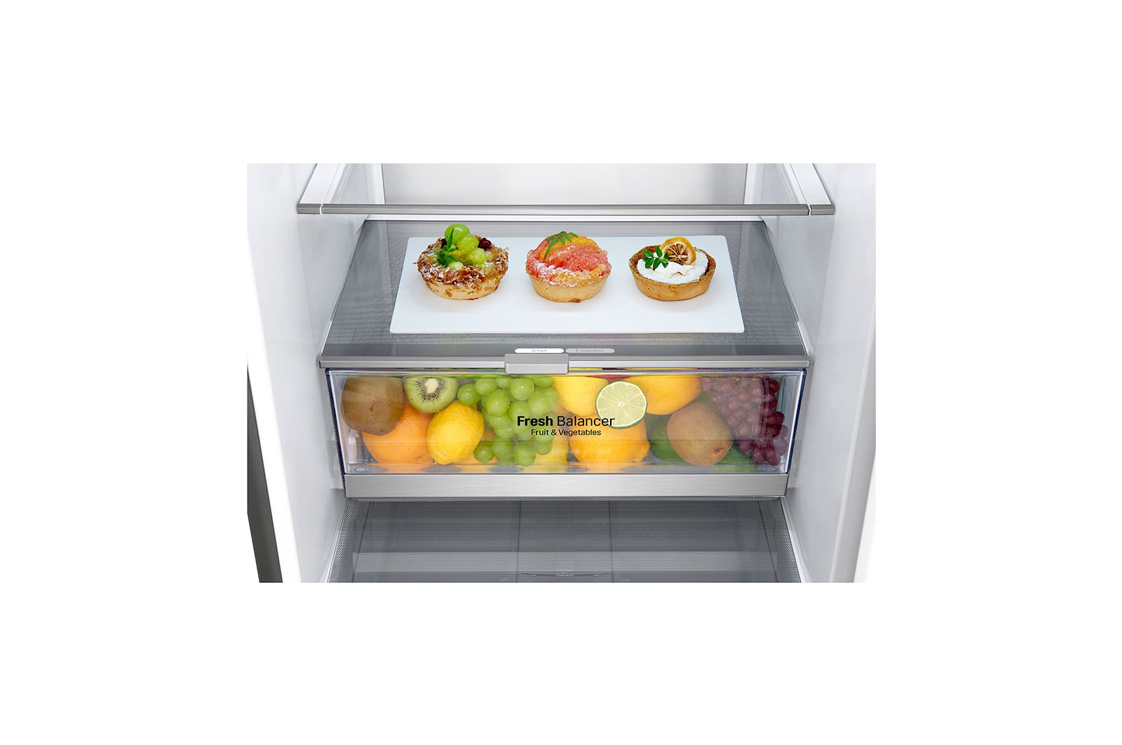 LG 1.86M 341L Kølefryseskab(Shiny Steel) - Energiklasse D, Door Cooling™, GBB71PZEFN