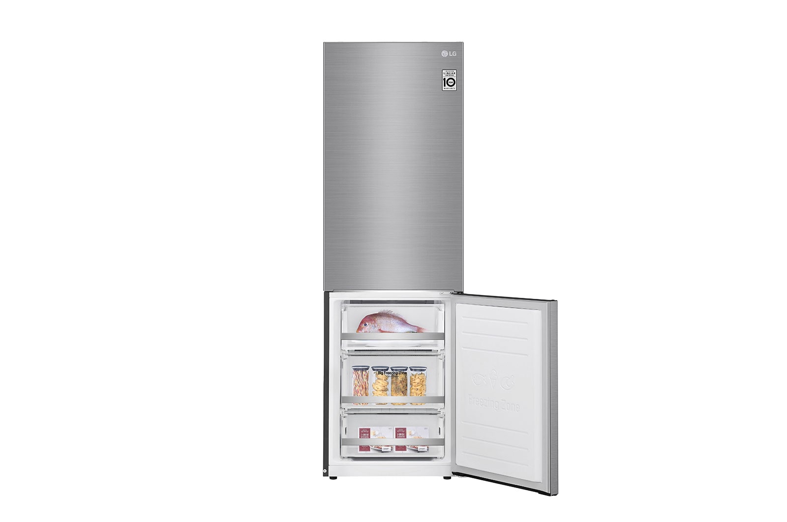 LG 1.86M 341L Kølefryseskab(Shiny Steel) - Energiklasse D, Door Cooling™, GBB71PZEFN