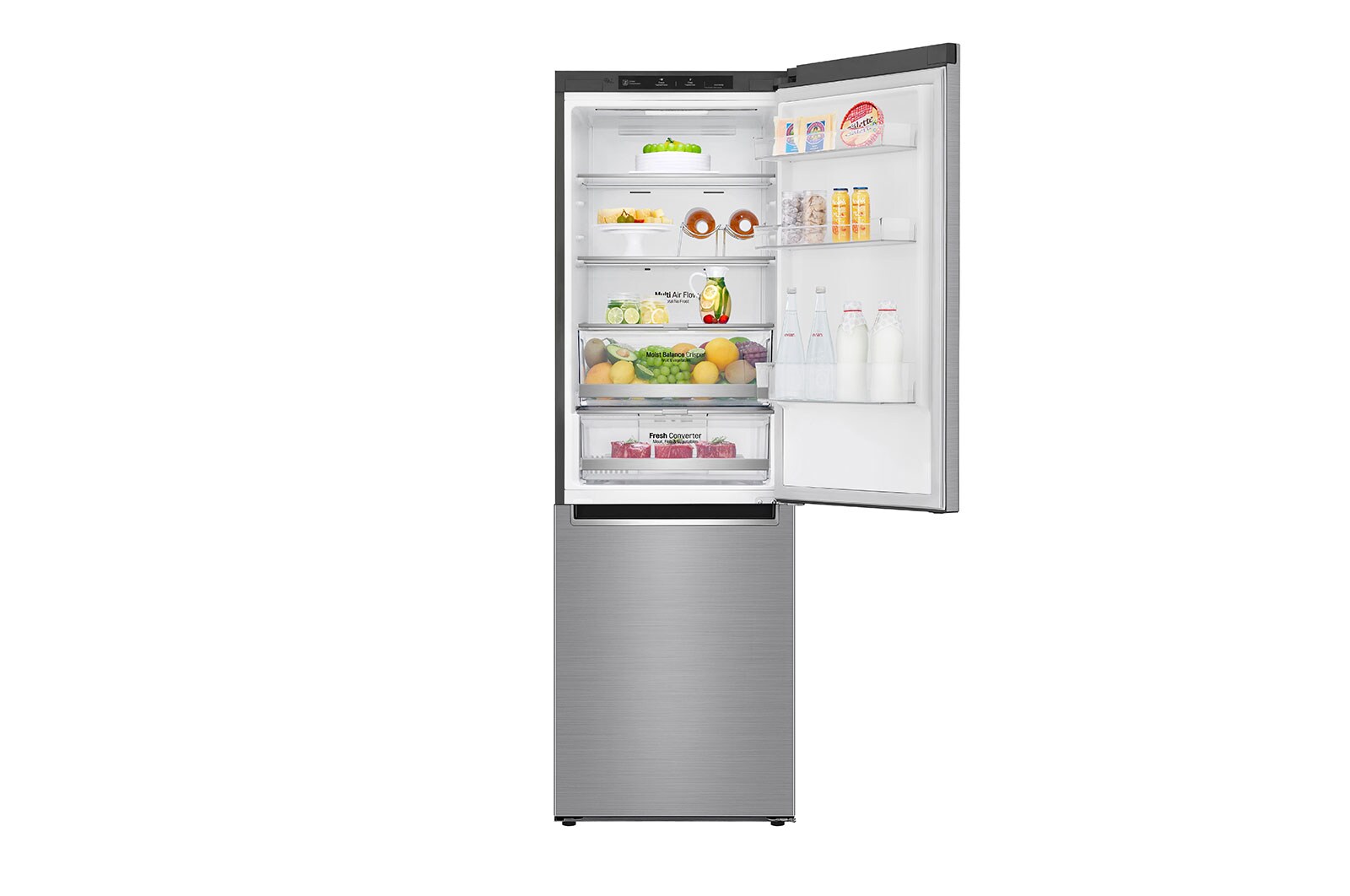 LG 1.86M 341L Kølefryseskab(Shiny Steel) - Energiklasse D, Door Cooling™, GBB71PZEFN