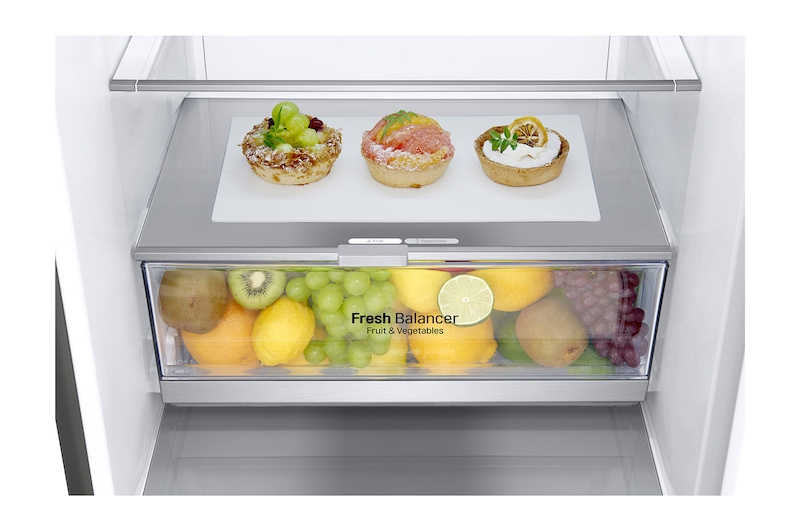 LG 1.86M 341L Kølefryseskab(Shiny Steel) - Energiklasse D, Door Cooling™, GBB71PZEGN