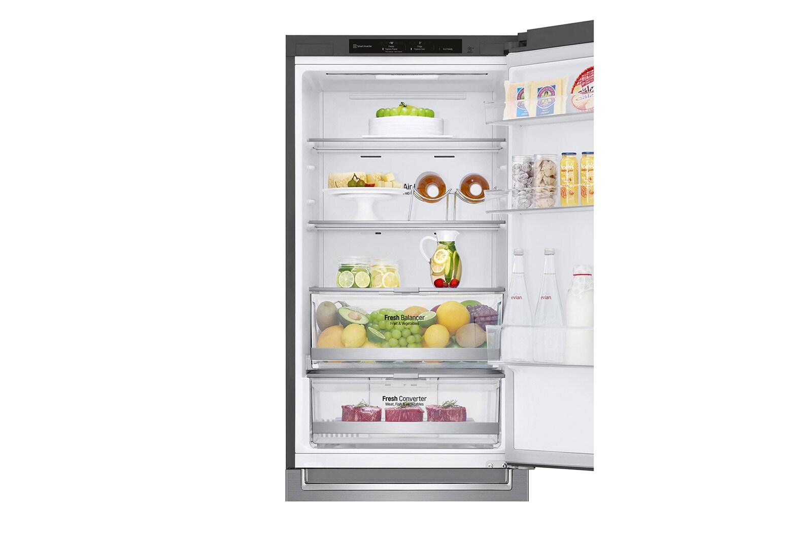 LG 1.86M 341L Kølefryseskab(Shiny Steel) - Energiklasse D, Door Cooling™, GBB71PZEGN