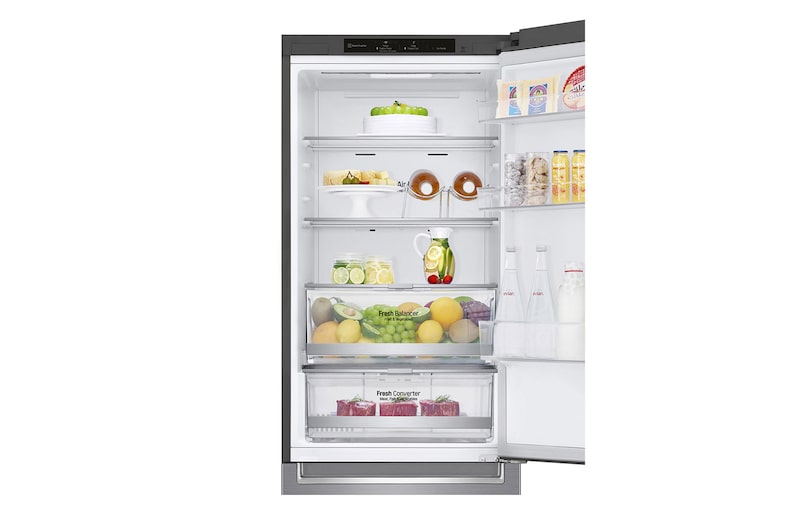 LG 1.86M 341L Kølefryseskab(Shiny Steel) - Energiklasse D, Door Cooling™, GBB71PZEGN