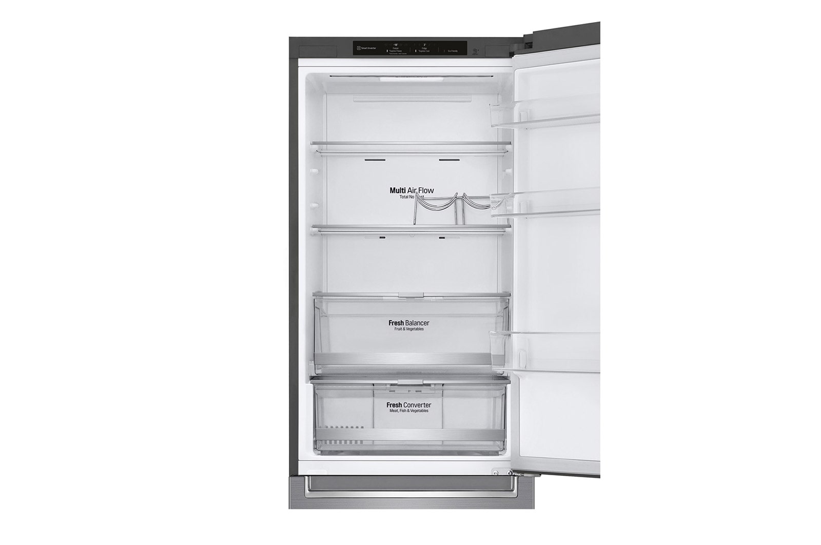 LG 1.86M 341L Kølefryseskab(Shiny Steel) - Energiklasse D, Door Cooling™, GBB71PZEGN