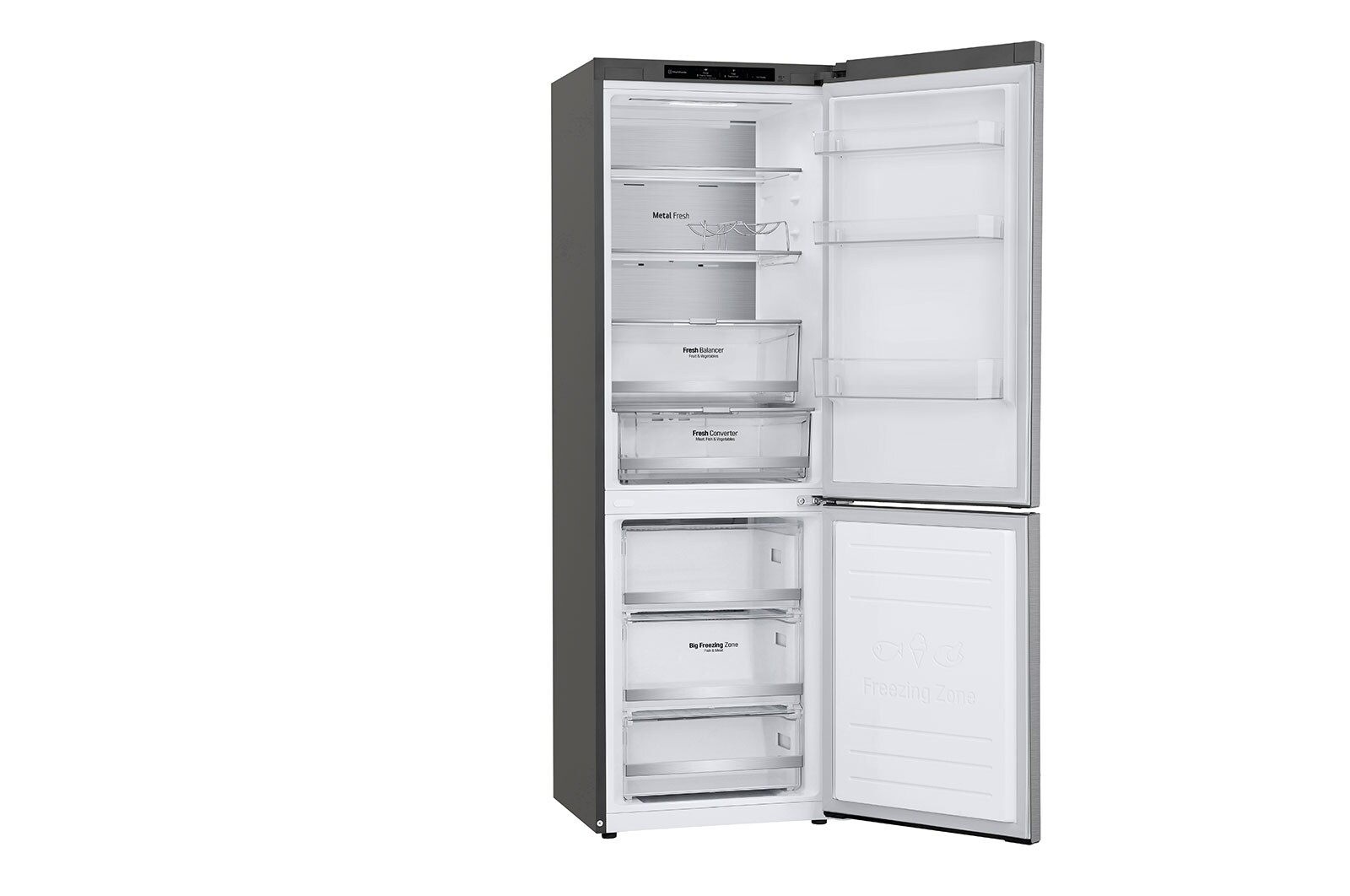 LG 1.86M 341L Kølefryseskab(Shiny Steel) - Energiklasse D, DoorCooling™ og Smart Diagnosis™, GBB71PZVGN