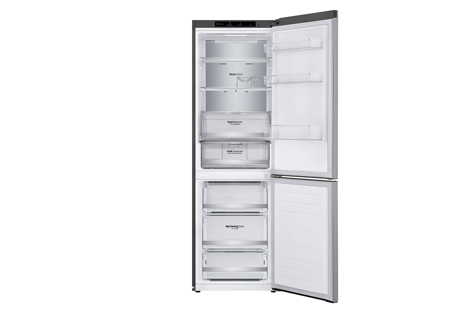 LG 1.86M 341L Kølefryseskab(Shiny Steel) - Energiklasse D, DoorCooling™ og Smart Diagnosis™, GBB71PZVGN