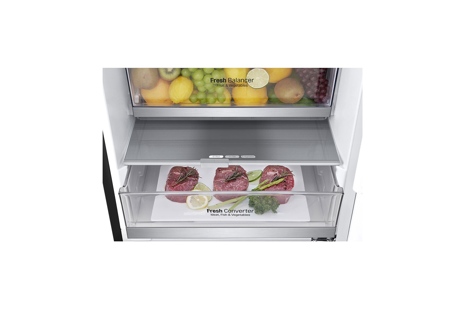 LG 2.03M 384L Kølefryseskab(Matte Black) - Energiklasse D, Door Cooling™ , GBB72MCEFN