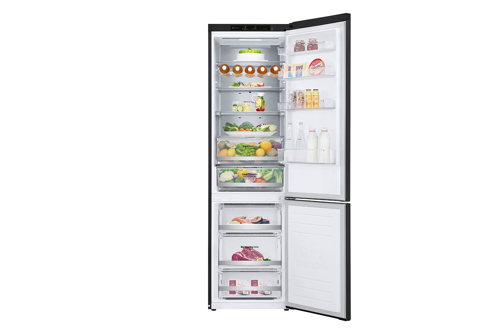 LG 2.03M 384L Kølefryseskab(Matte Black) - Energiklasse D, Door Cooling™ og Smart Diagnosis™ , GBB72MCVGN