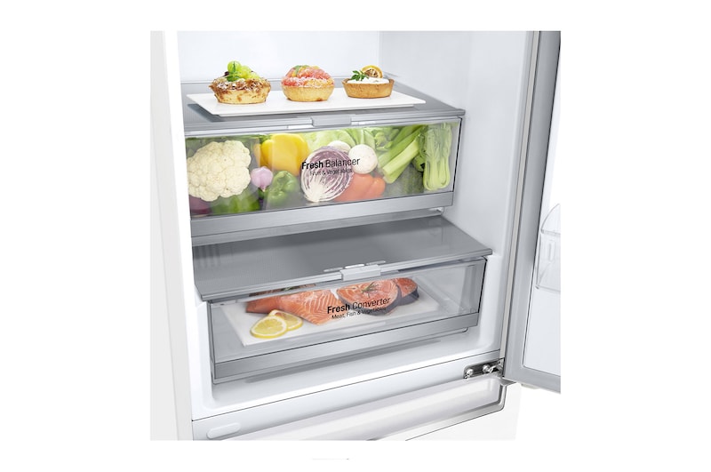 LG 2.03M 384L Kølefryseskab(Hvid) - Energiklasse D, Door Cooling™, GBB72SWEGN
