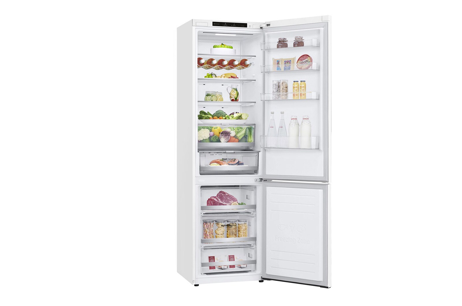 LG 2.03M 384L Kølefryseskab(Hvid) - Energiklasse D, Door Cooling™, GBB72SWEGN