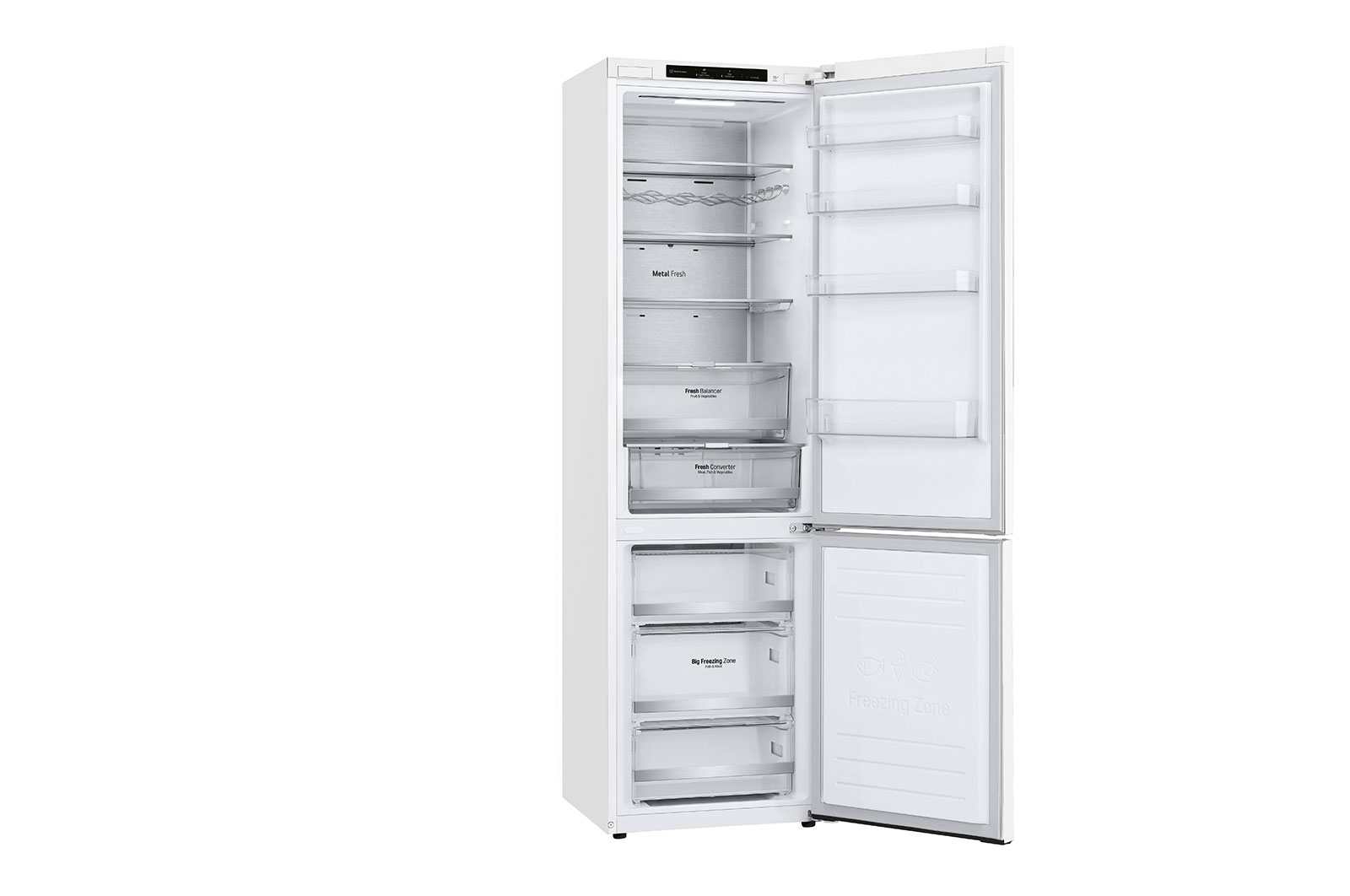 LG 2.03M 384L Kølefryseskab(Hvid) - Energiklasse D, Door Cooling™ , GBB72SWVGN