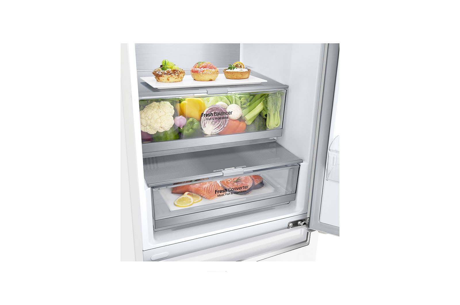 LG 2.03M 384L Kølefryseskab(Hvid) - Energiklasse D, Door Cooling™ , GBB72SWVGN