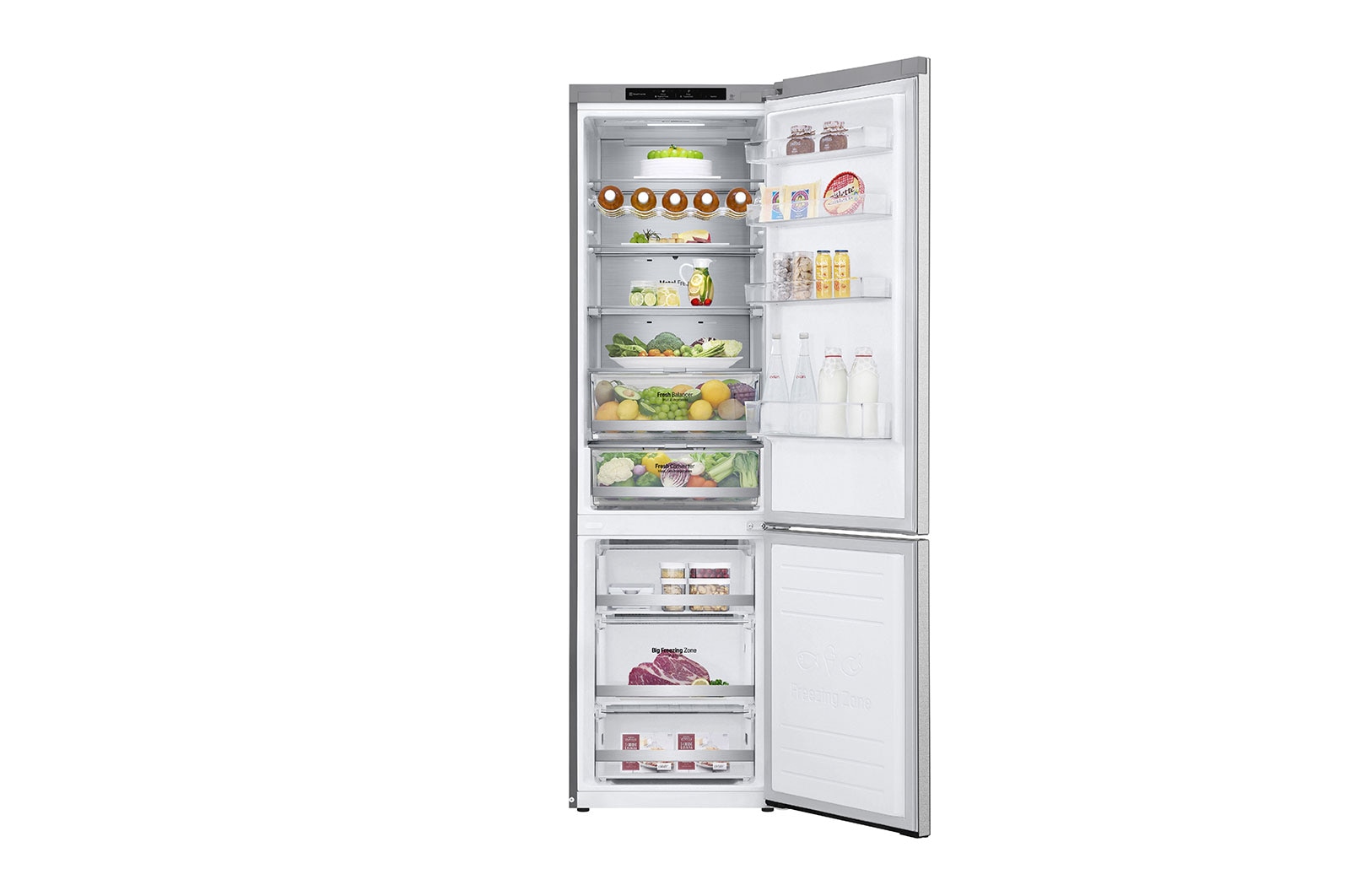 LG 2.03M 381L Kølefryseskab(Metal Sorbet) - Energiklasse A (A-20%), Nature Fresh, Door Cooling⁺™ og Smart Diagnosis™, GBB92MBB3P