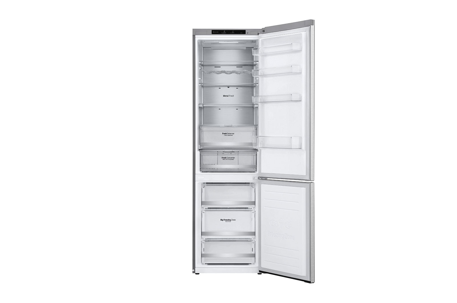 LG 2.03M 381L Kølefryseskab(Metal Sorbet) - Energiklasse A (A-20%), Nature Fresh, Door Cooling⁺™ og Smart Diagnosis™, GBB92MBB3P
