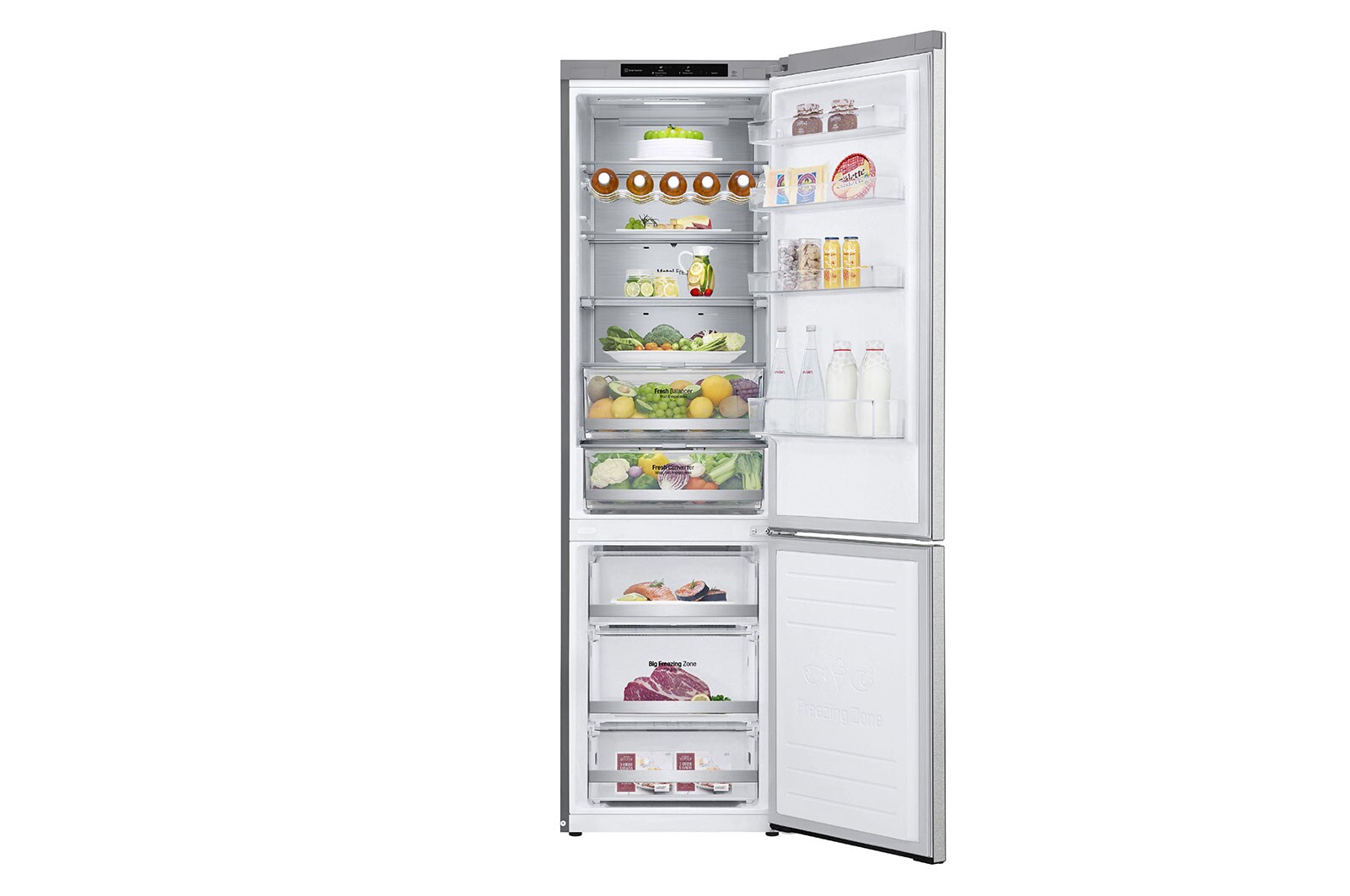 LG 2.03M 381L Kølefryseskab(Metal Sorbet) - Energiklasse A (A-20%), Nature Fresh, Door Cooling⁺™ og Smart Diagnosis™, GBB92MBB3P