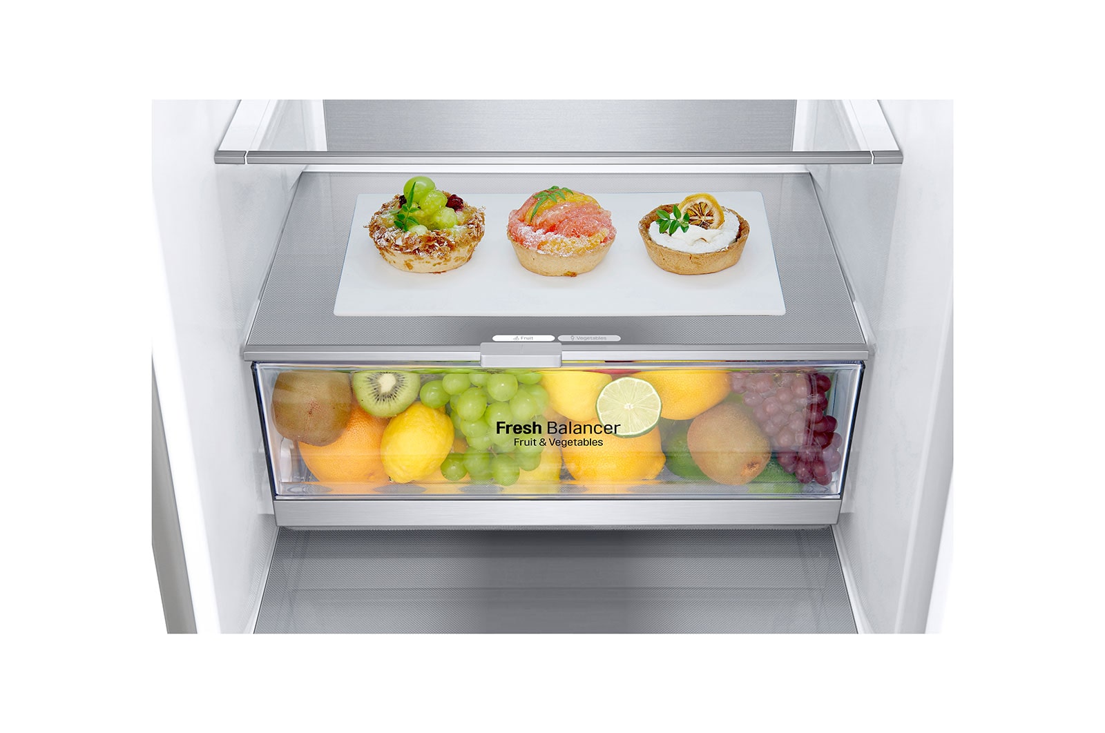 LG 2.03M 381L Kølefryseskab(Metal Sorbet) - Energiklasse A (A-20%), Nature Fresh, Door Cooling⁺™ og Smart Diagnosis™, GBB92MBB3P
