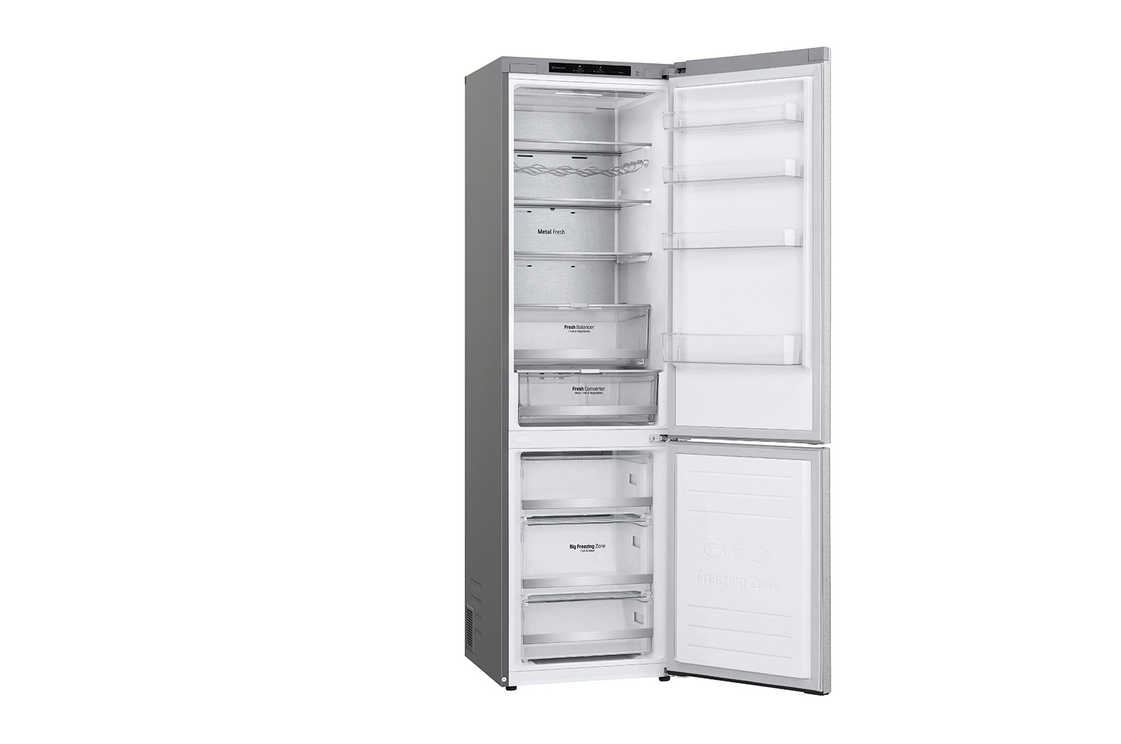 LG 2.03M 381L Kølefryseskab(Metal Sorbet) - Energiklasse A (A-20%), Nature Fresh, Door Cooling⁺™ og Smart Diagnosis™, GBB92MBB3P