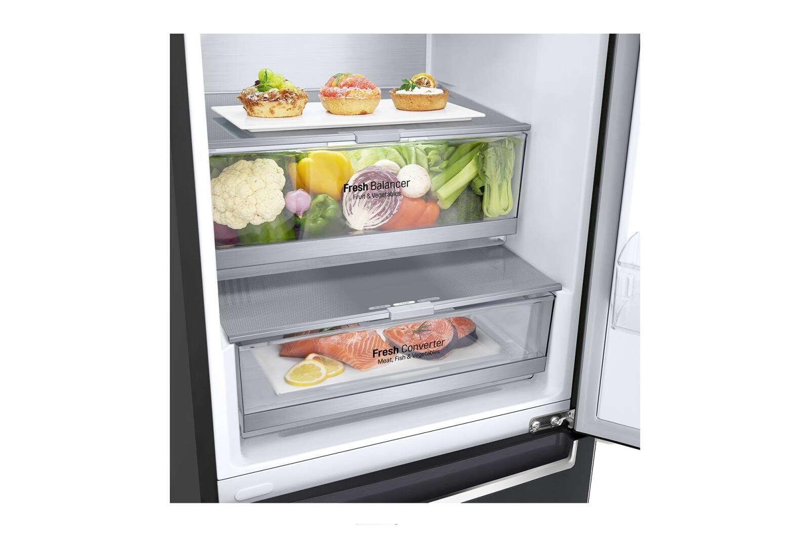 LG 2.03M 384L Kølefryseskab(Matte Black) - Energiklasse B, DoorCooling™ og Smart Diagnosis™ med Wi-Fi, GBB92MCABP