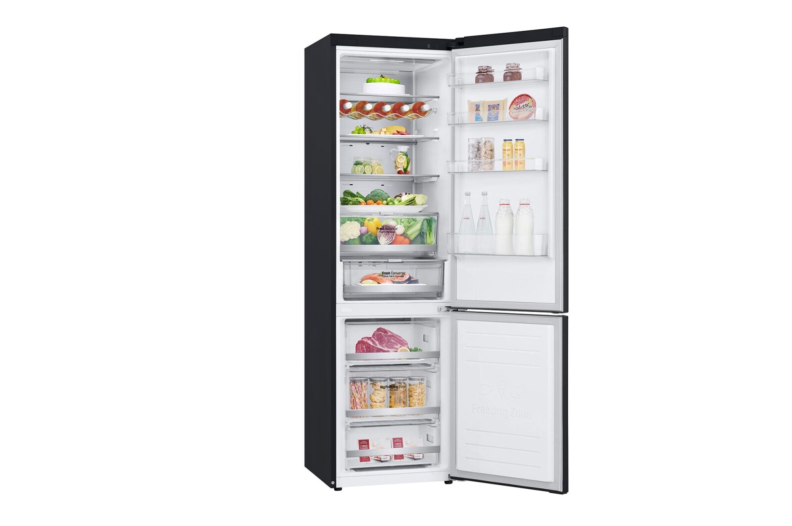 LG 2.03M 384L Kølefryseskab(Matte Black) - Energiklasse B, DoorCooling™ og Smart Diagnosis™ med Wi-Fi, GBB92MCABP