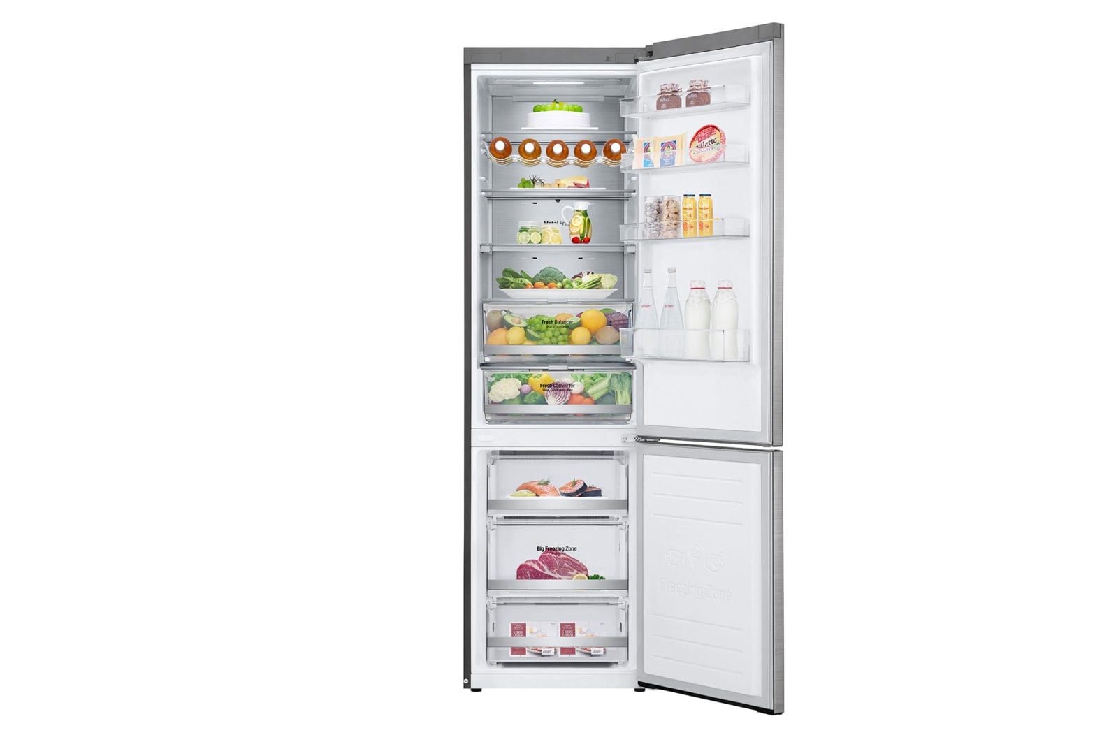 LG 2.03M 384L Kølefryseskab(Stainless Steel) - Energiklasse B, DoorCooling™ og Smart Diagnosis™ med Wi-Fi, GBB92STABP