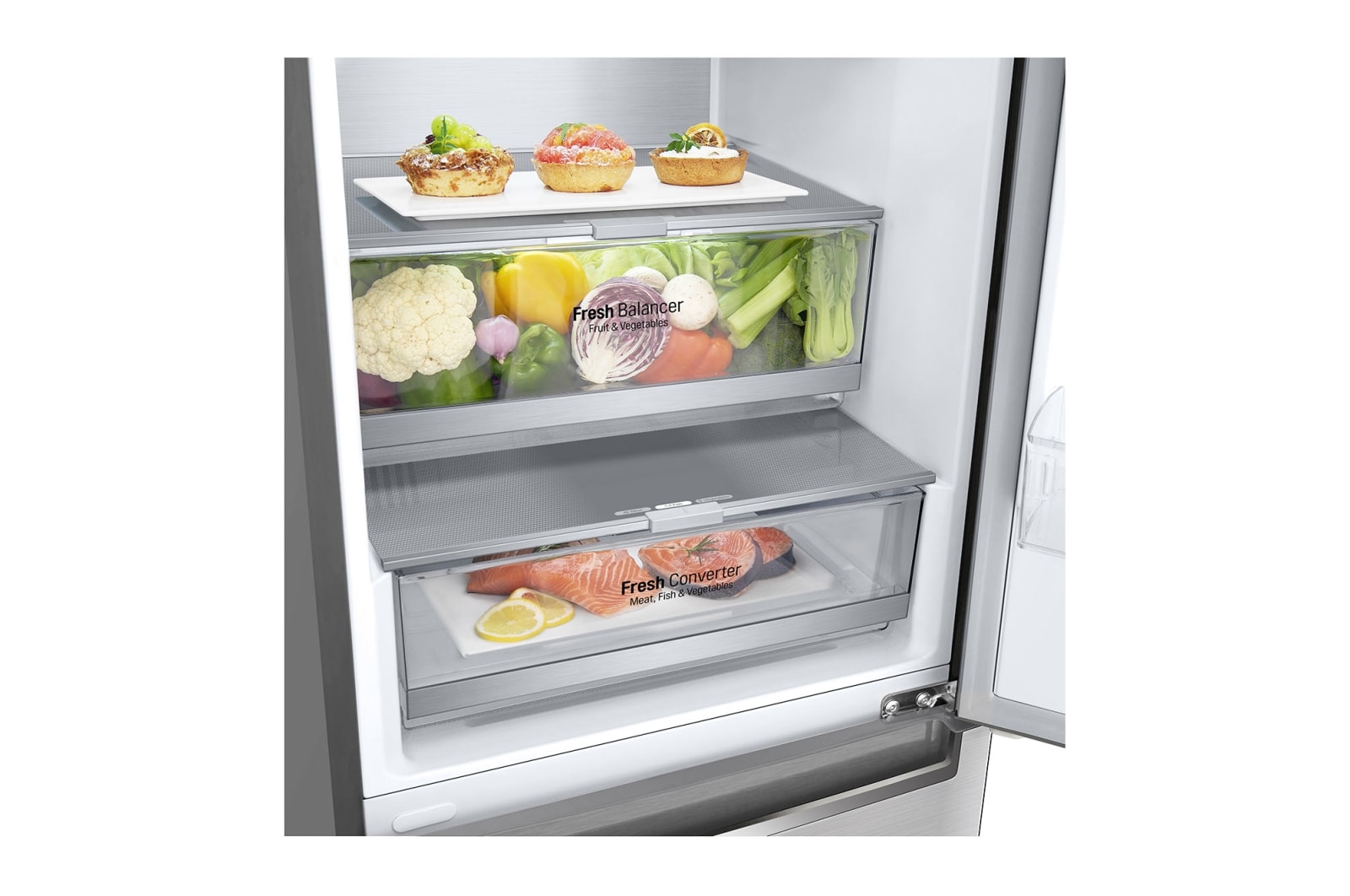 LG 2.03M 384L Kølefryseskab(Stainless Steel) - Energiklasse B, DoorCooling™ og Smart Diagnosis™ med Wi-Fi, GBB92STABP