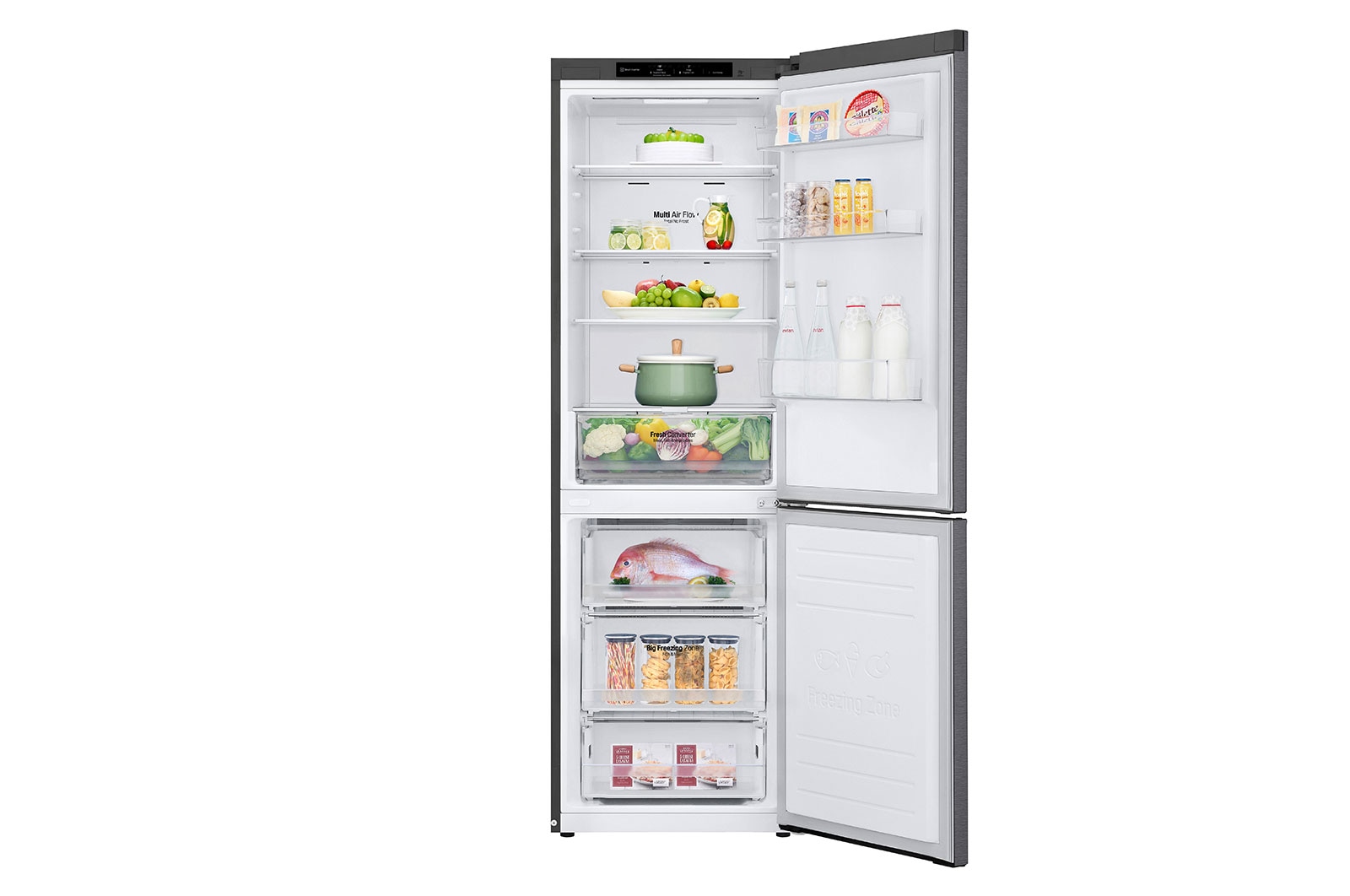 LG GBP61DSPGN 1.86M 341L Kølefryseskab(Dark Silver) - Energiklasse D, Door Cooling™og Smart Diagnosis™, GBP61DSPGN