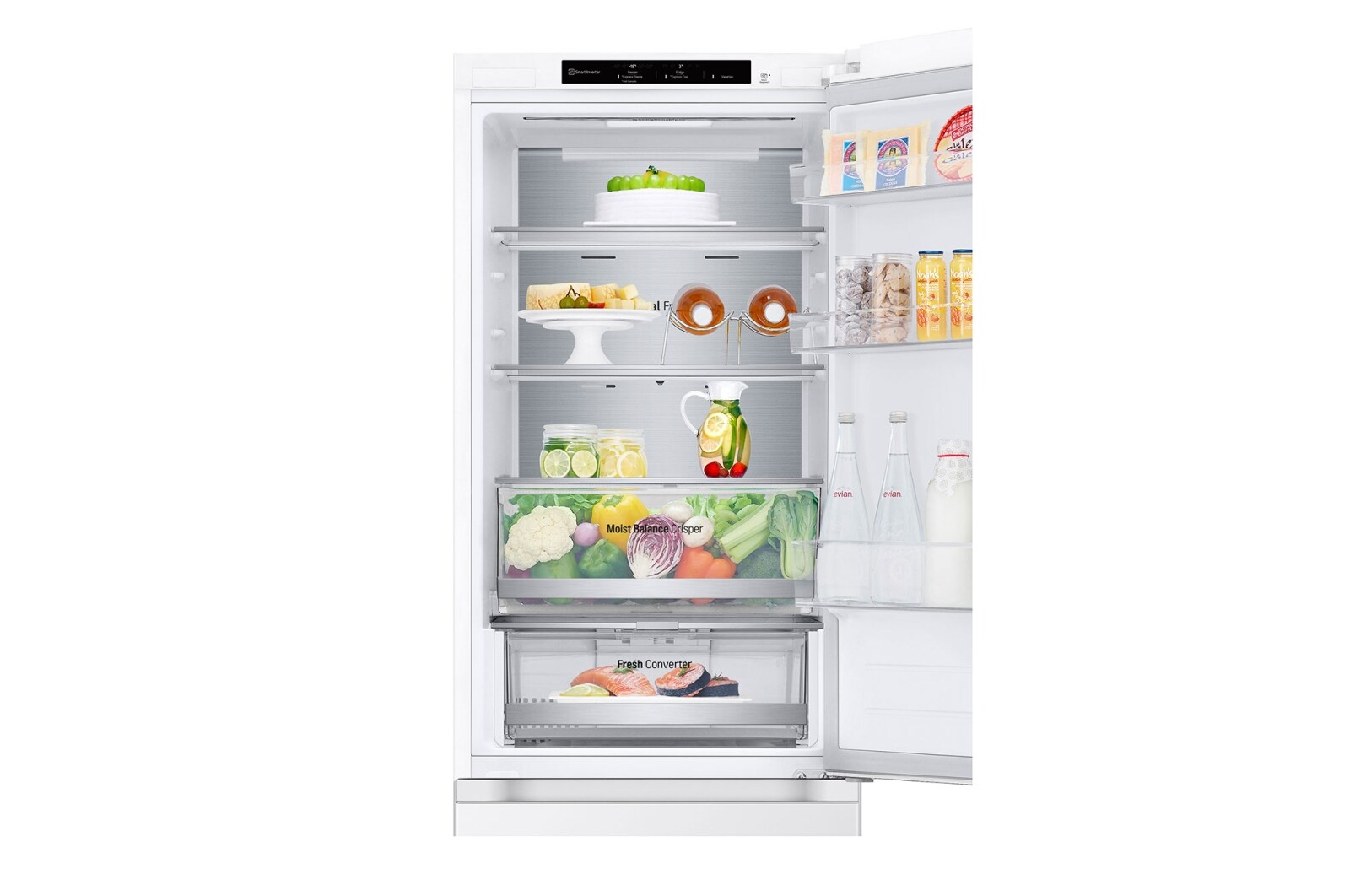 LG 1.86M 344L Kølefryseskab(Hvid ) - Energiklasse D, Nature Fresh, Door Cooling+™ og Smart Diagnosis™, GBV7180DSW