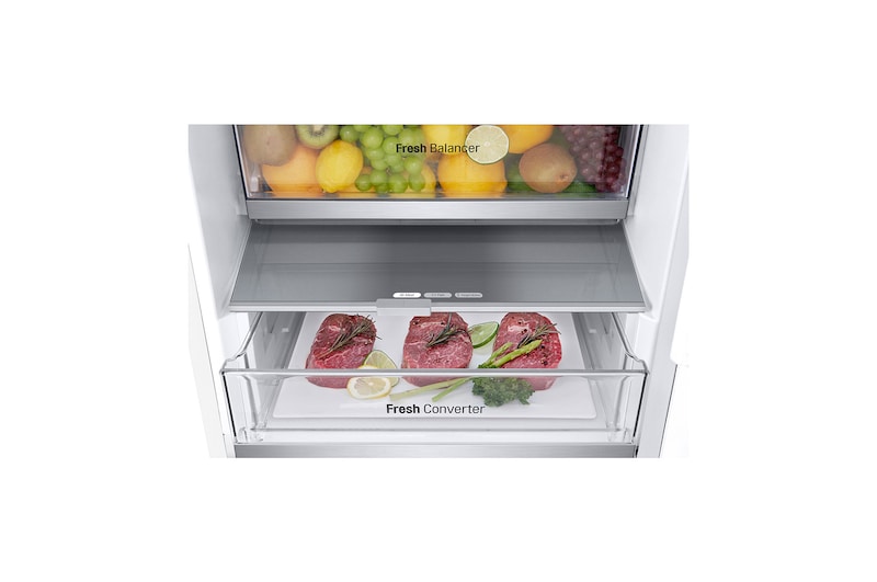 LG 2.03M 387L Kølefryseskab(Essence White ) - Energiklasse C, Nature Fresh, Door Cooling⁺™ og Smart Diagnosis™, GBV7280CSW