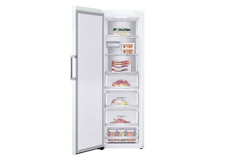 LG 324L Fritstående fryser (Hvid) - Energiklasse E, Total No Frost, Express Freeze, Smart Diagnosis™ med Wi-Fi, GFE61SWCSZ