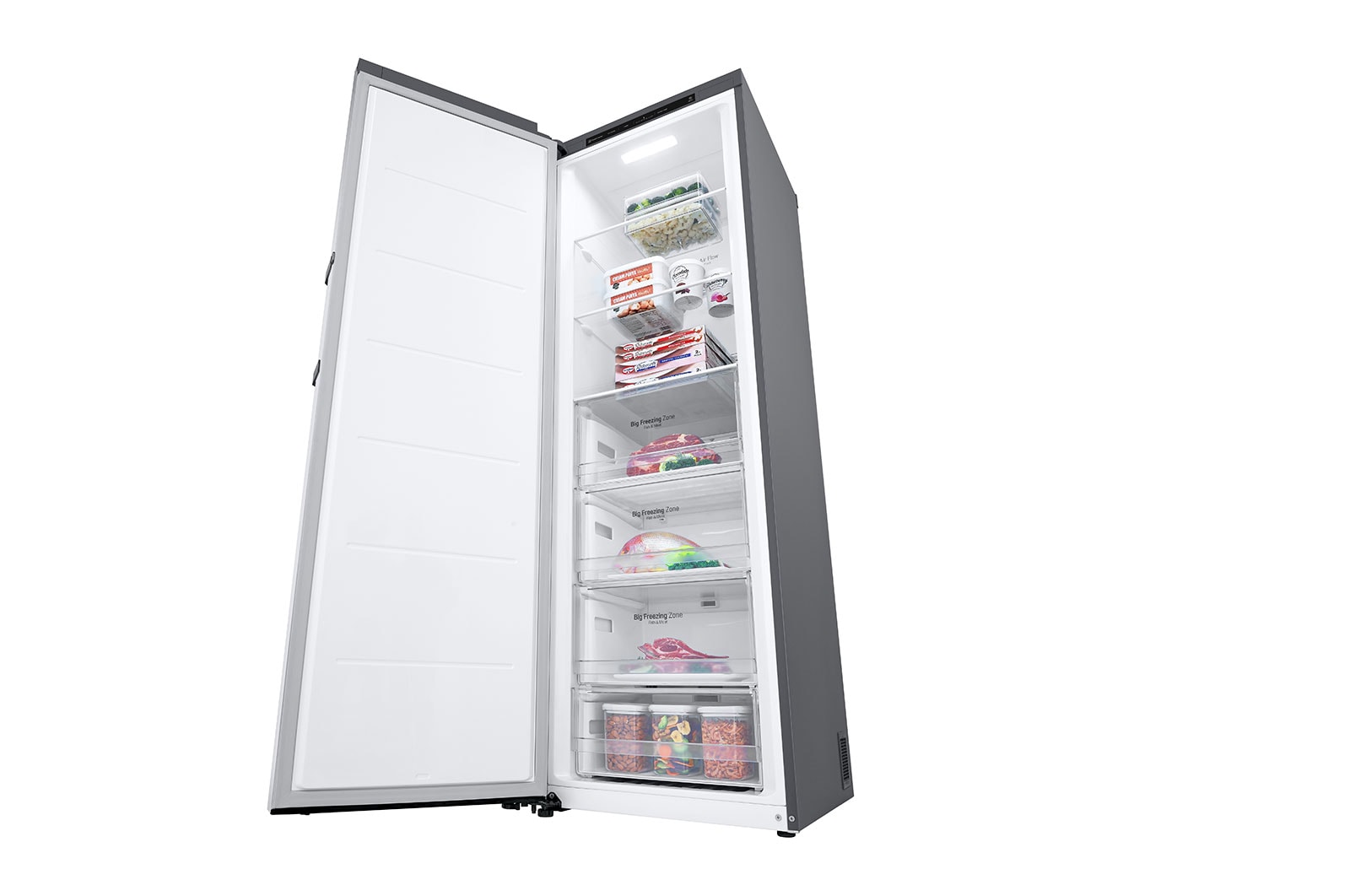LG 324L Fritstående fryser (Shiny Steel) - Energiklasse D, Total No Frost, Express Freeze, GFT41PZGSF
