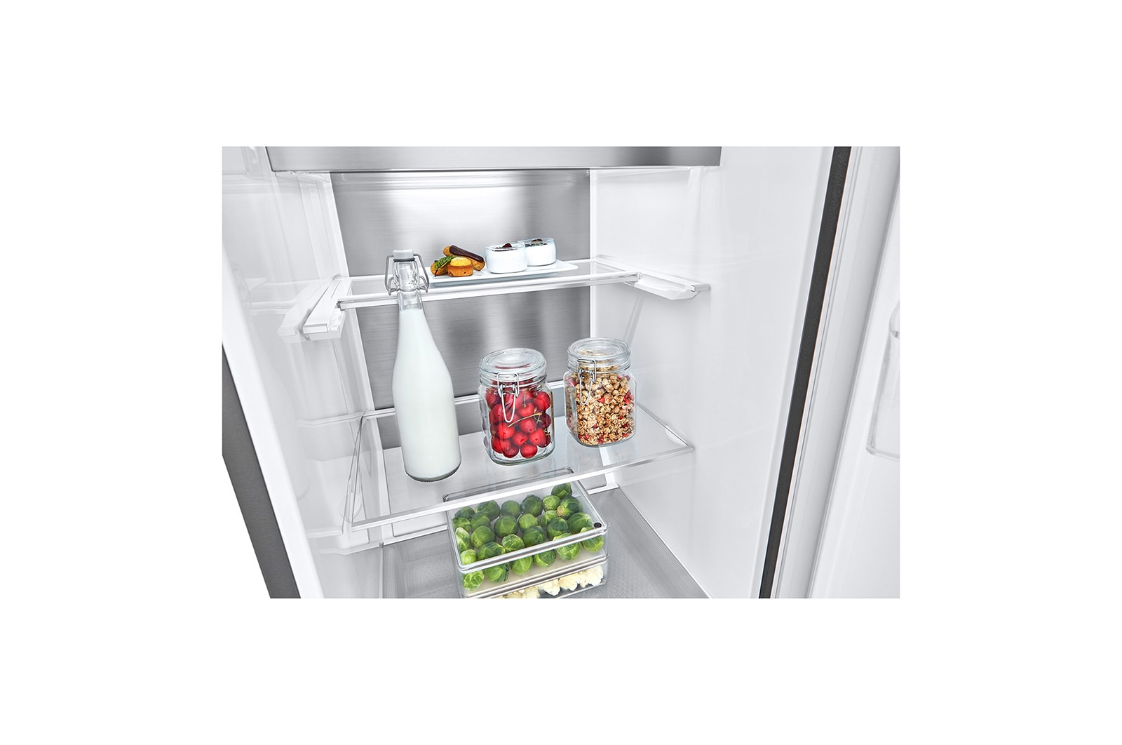 LG 386L Fritstående køleskab (Shiny Steel) - Energiklasse E, Door Cooling™, LINEARCooling™, FRESHBalancer™, Smart Diagnosis™ med Wi-Fi, GLE71PZCSZ