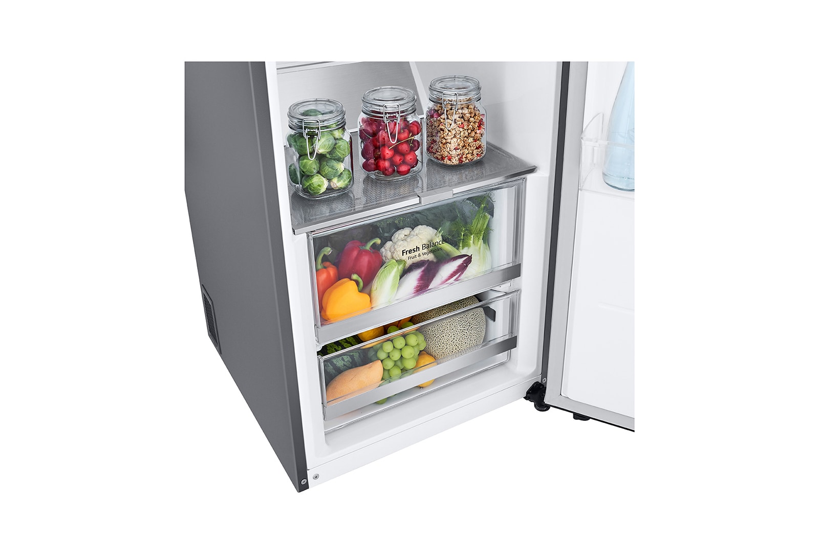 LG 386L Fritstående køleskab (Shiny Steel) - Energiklasse E, Door Cooling™, LINEARCooling™, FRESHBalancer™, Smart Diagnosis™ med Wi-Fi, GLE71PZCSZ