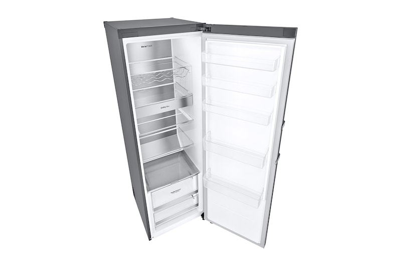 LG 386L Fritstående køleskab (Shiny Steel) - Energiklasse E, Door Cooling™, LINEARCooling™, FRESHBalancer™, Smart Diagnosis™ med Wi-Fi, GLE71PZCSZ