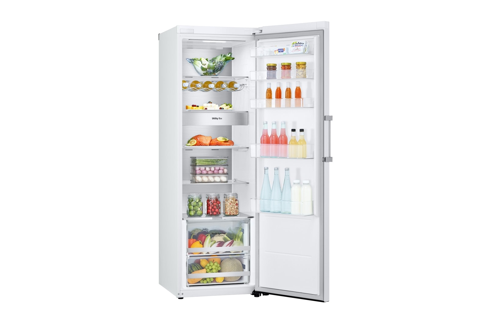 LG 386L Fritstående køleskab (Hvit) - Energiklasse E, Door Cooling™, LINEARCooling™, FRESHBalancer™, Smart Diagnosis™ med Wi-Fi, GLE71SWCSZ