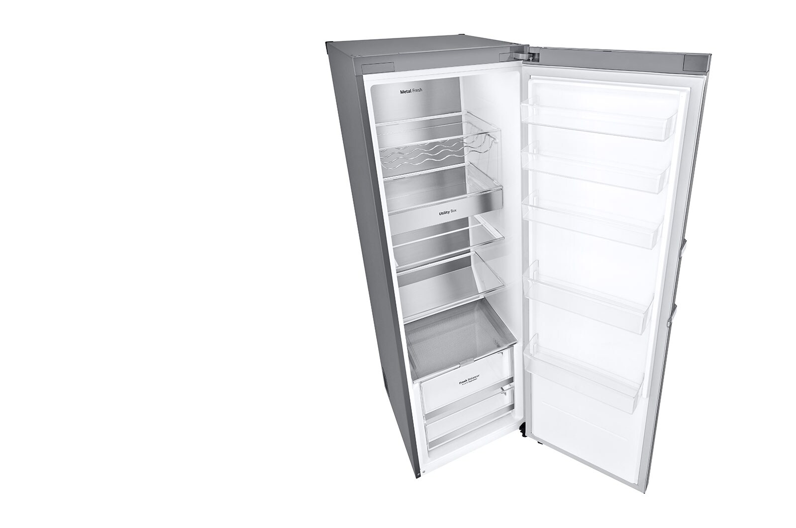 LG 386L Fritstående køleskab (Metal Sorbet) - Energiklasse D, DoorCooling™, LINEARCooling™, FRESHBalancer™, Smart Diagnosis™ med Wi-Fi, GLM71MBCSF