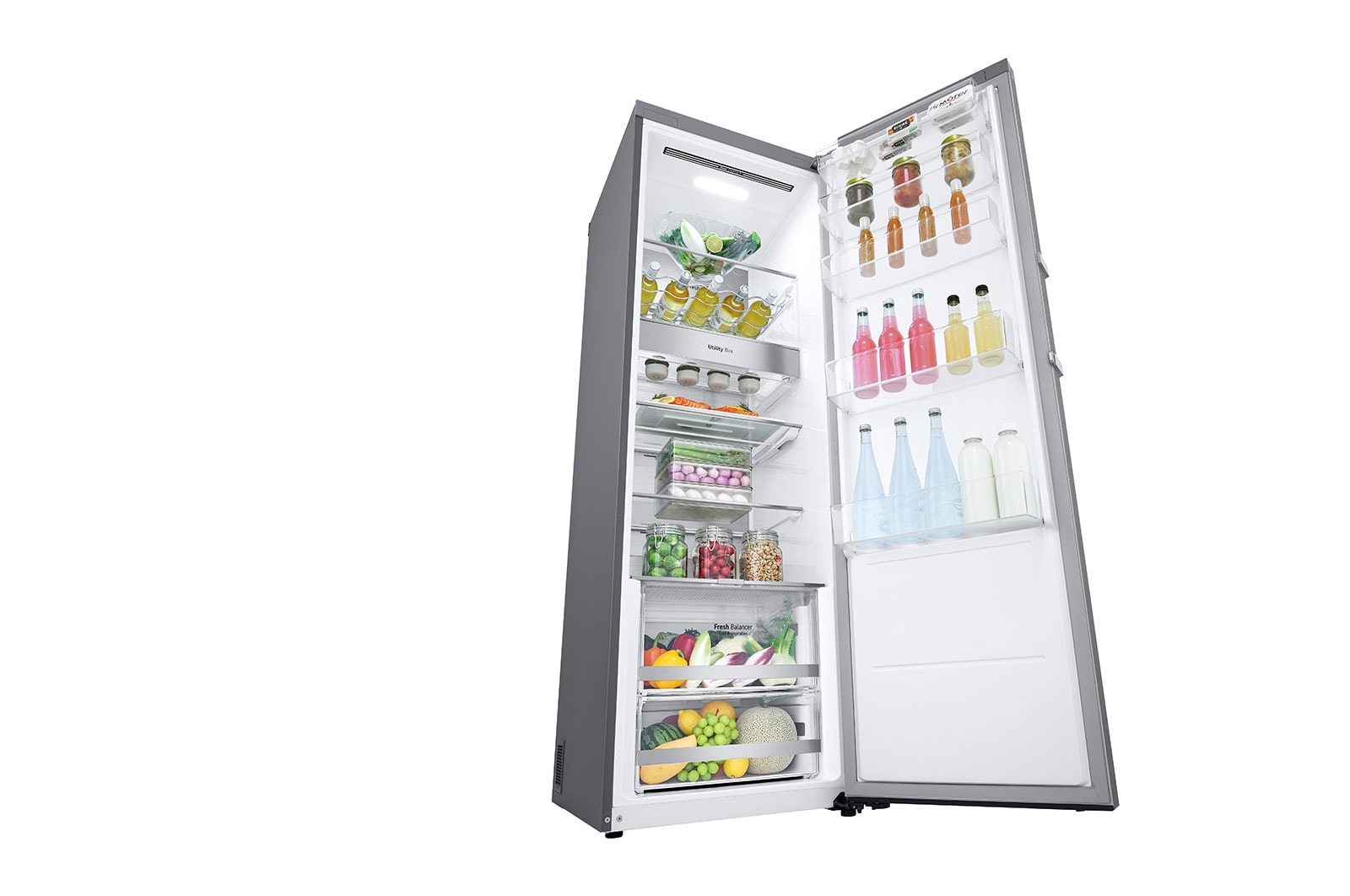 LG 386L Fritstående køleskab (Metal Sorbet) - Energiklasse D, DoorCooling™, LINEARCooling™, FRESHBalancer™, Smart Diagnosis™ med Wi-Fi, GLM71MBCSF